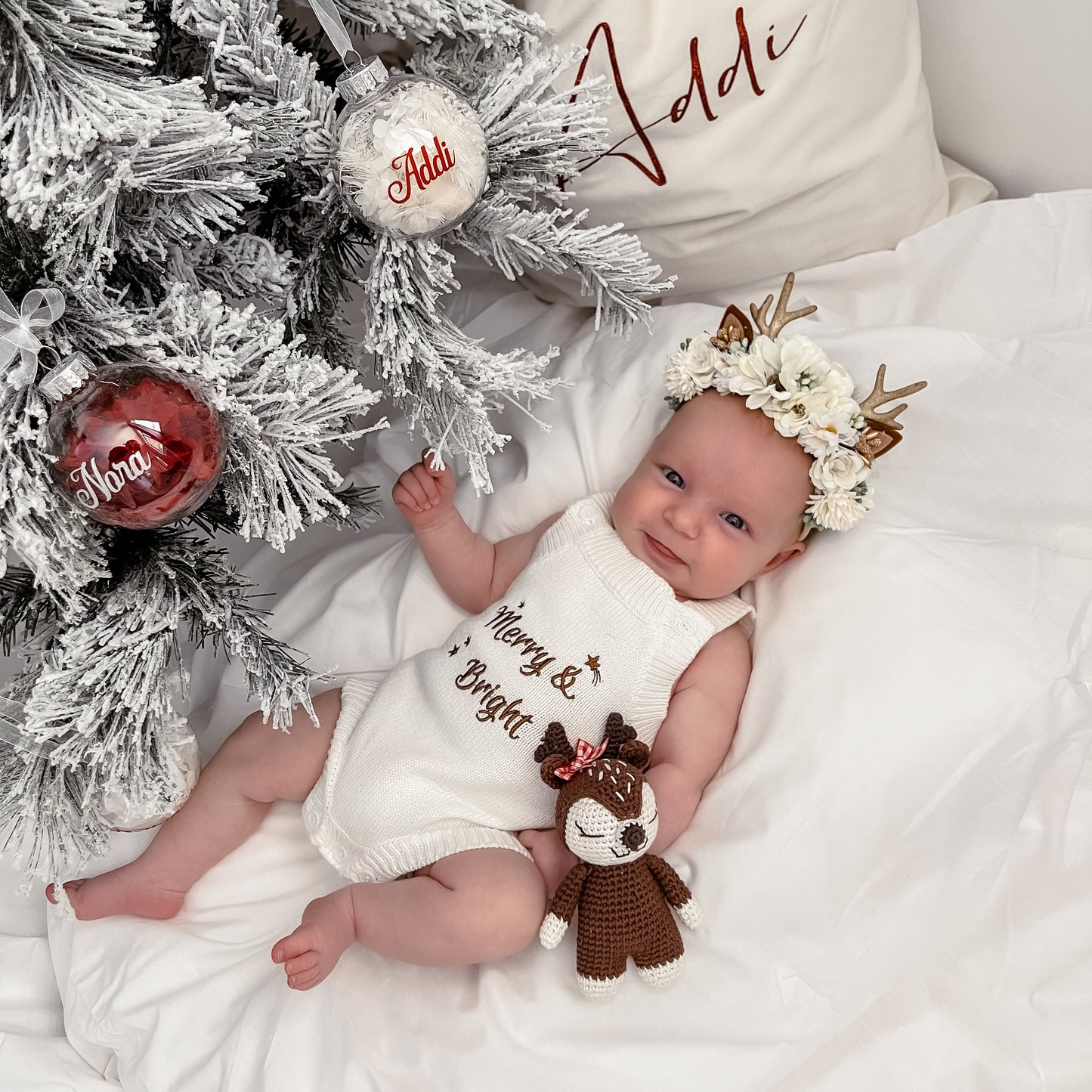 Merry & Bright Knit Romper - Marshmallow - Singlet Sleeve