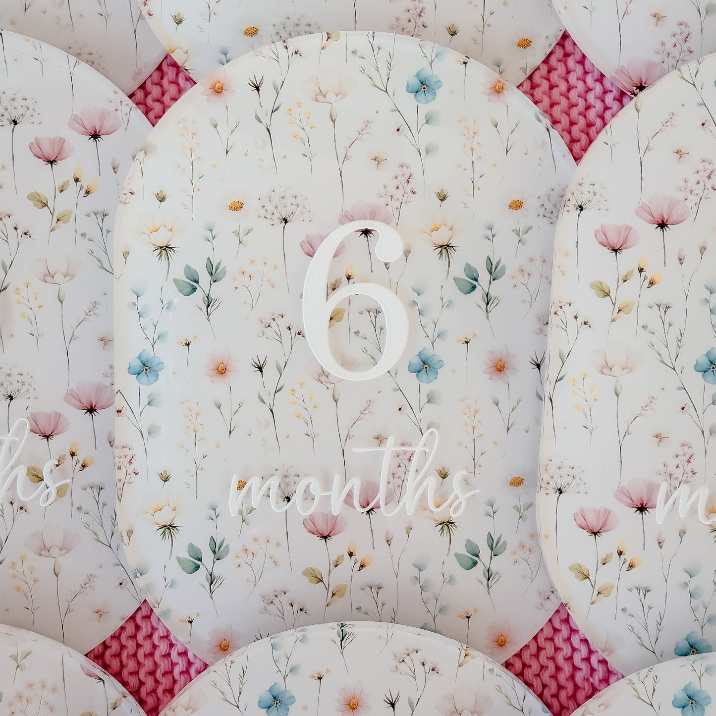 PASTEL WILDFLOWERS MILESTONE SET OVAL | UV Printed Acrylic