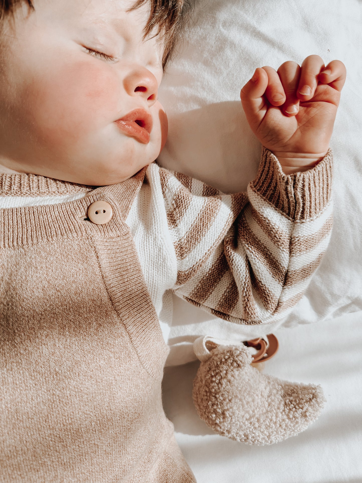 Toffee Stripe Knit Romper