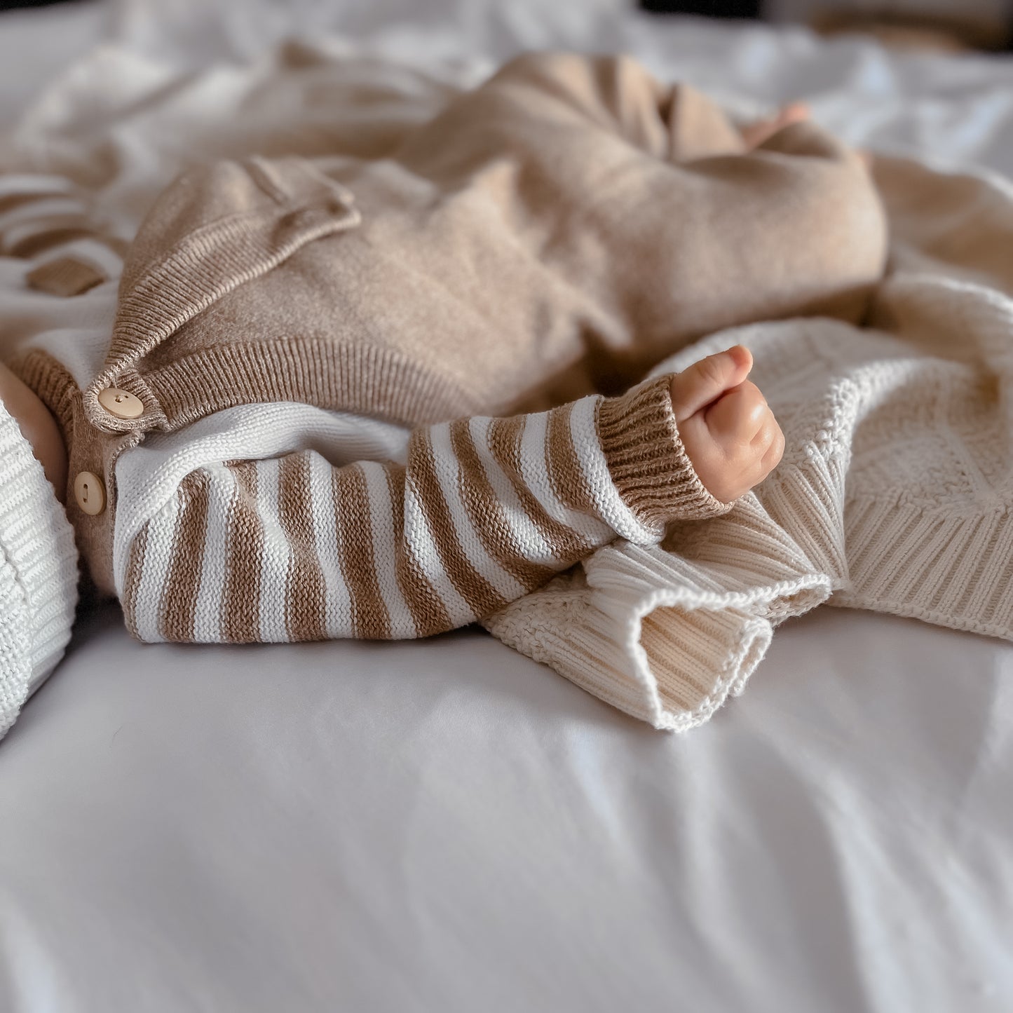 Toffee Stripe Knit Romper