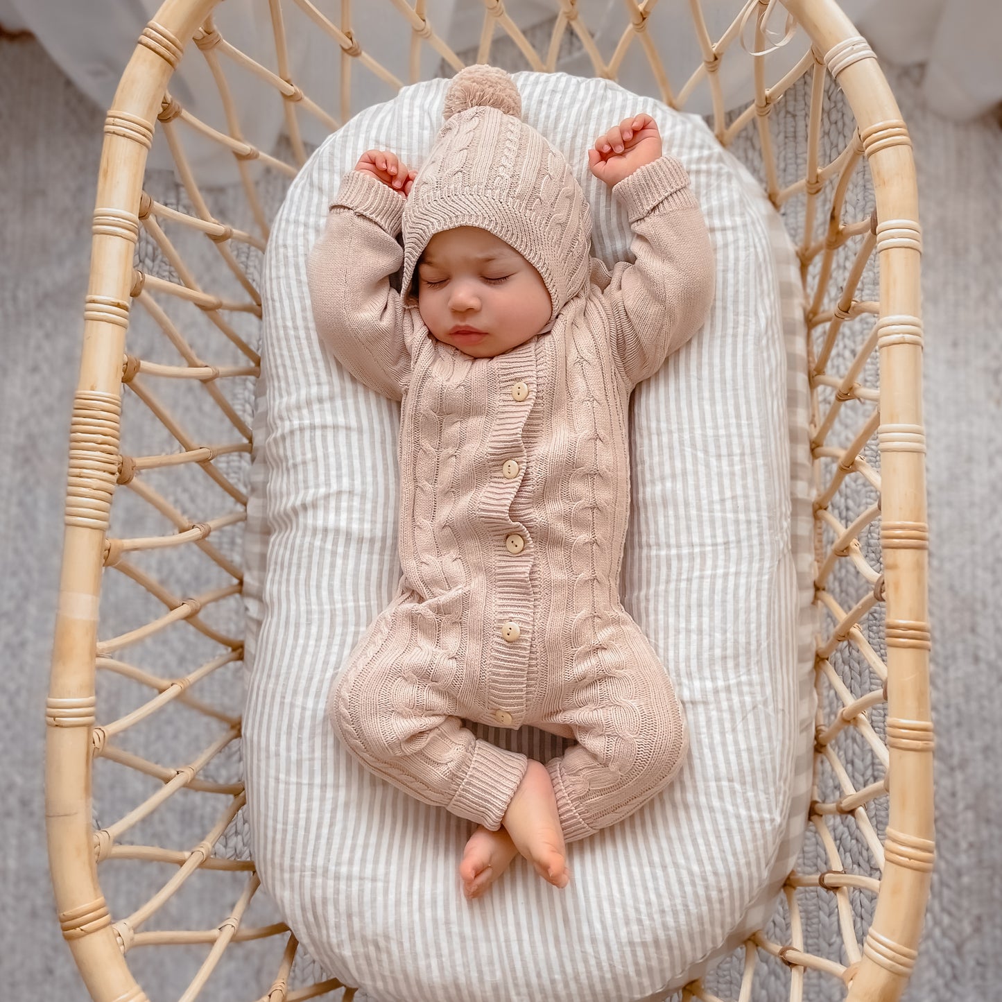 Cable Knit Romper - Oatmeal