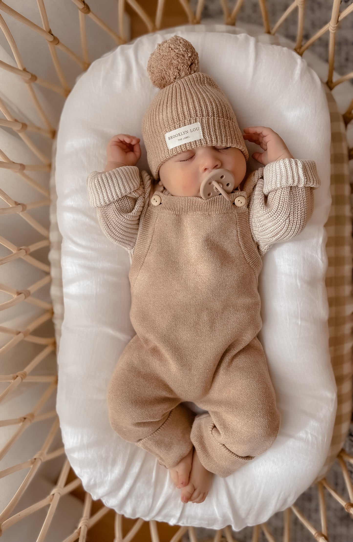 Toffee Marle Knit Overalls