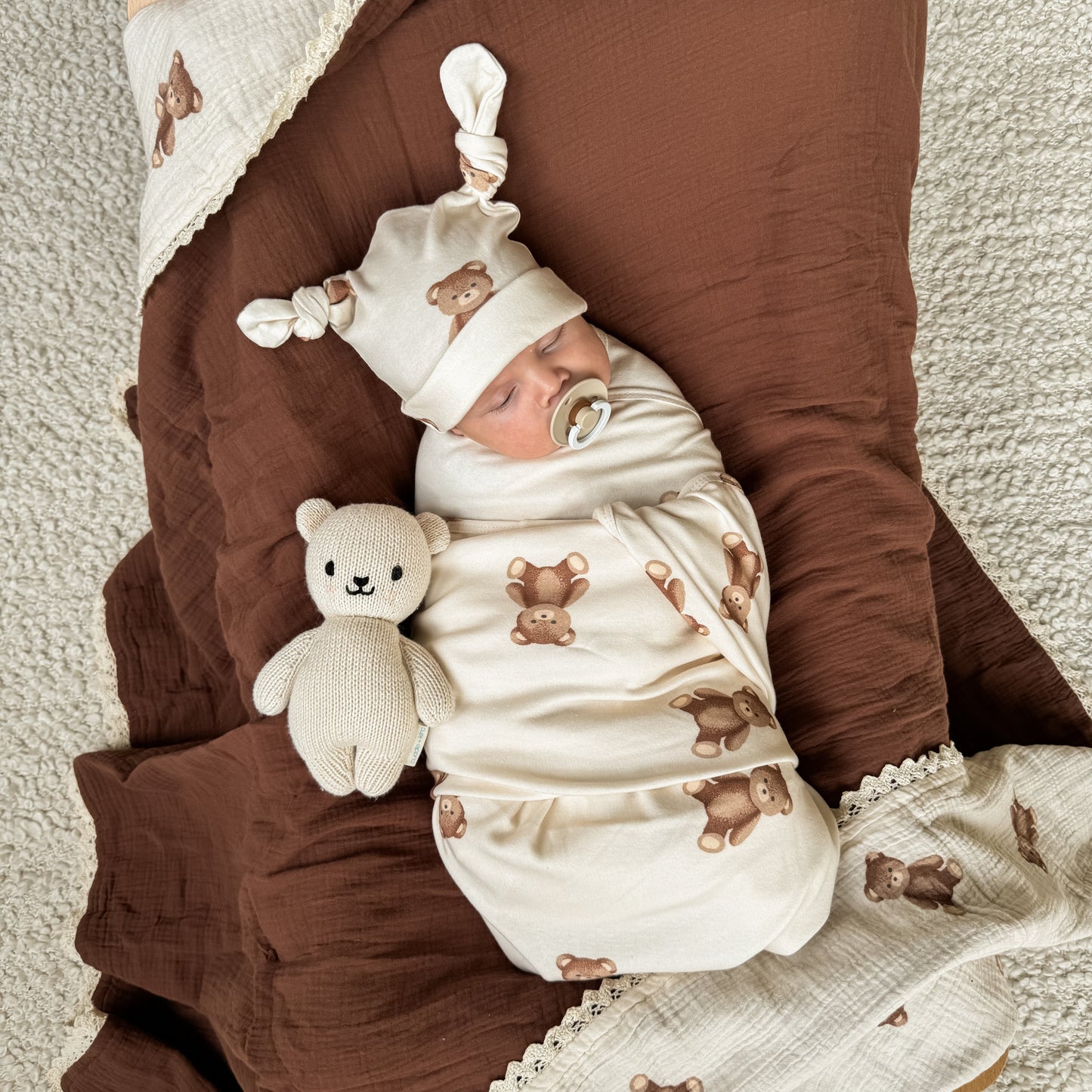 Jersey Swaddle Set - Teddies Print