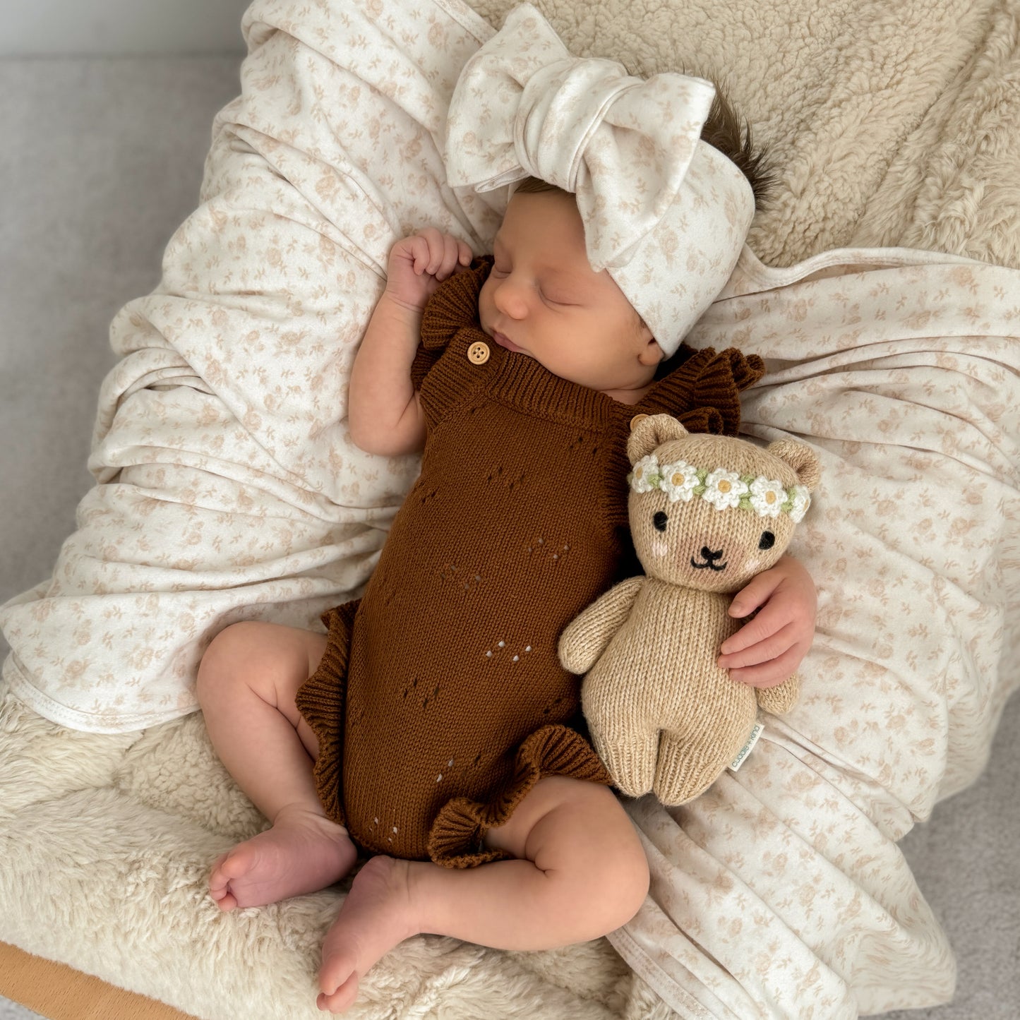 Pointelle Flutter Romper - Chocolate