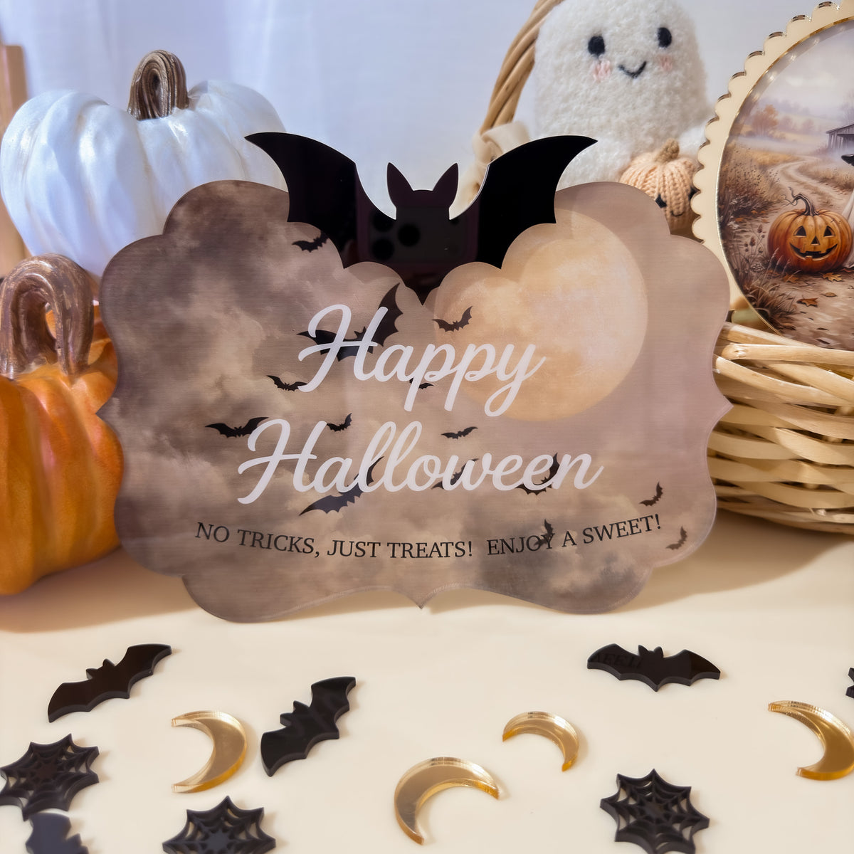 TRICK OR TREAT / HAPPY HALLOWEEN SIGN | UV Printed Acrylic