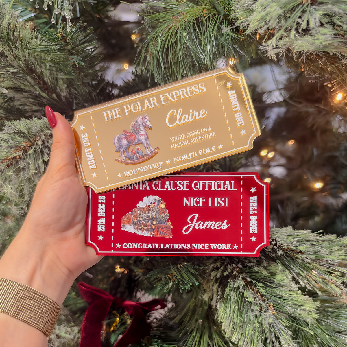CHRISTMAS NICE LIST TICKET | Santa’s Nice List Ticket | Personalised | UV Printed Acrylic