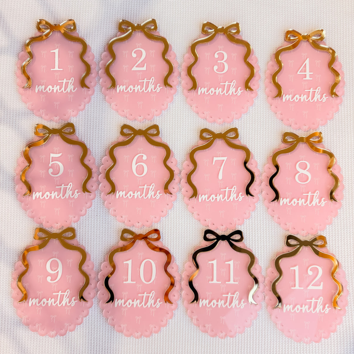 VINTAGE BOW MILESTONE SET | SCALLOP OVAL | UV Printed Acrylic