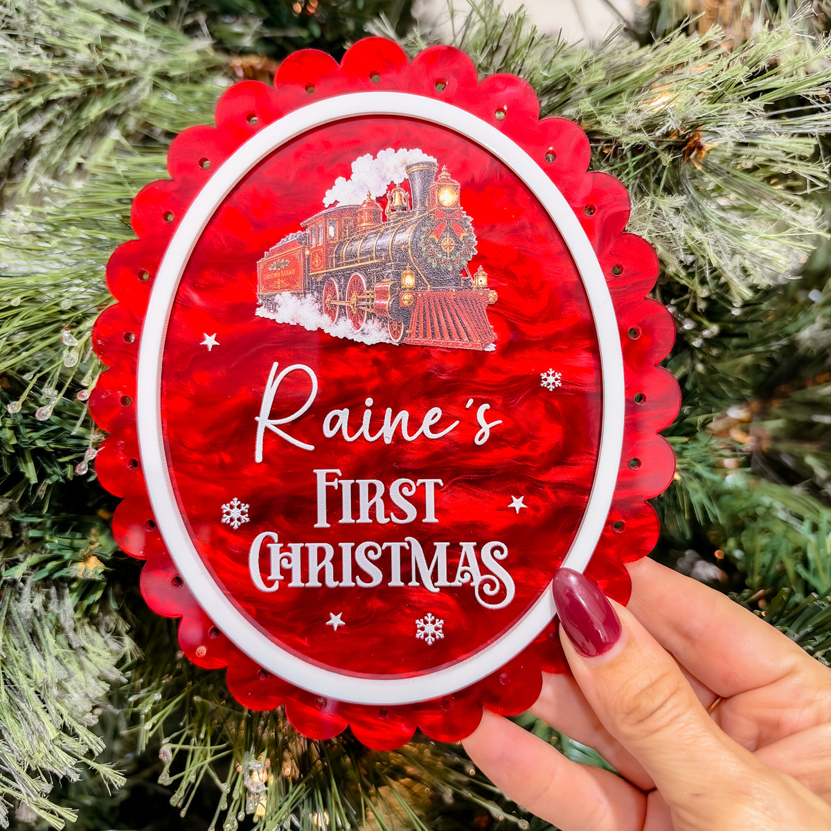 CHRISTMAS PLAQUE | MY FIRST / MERRY CHRISTMAS | Scalloped Oval