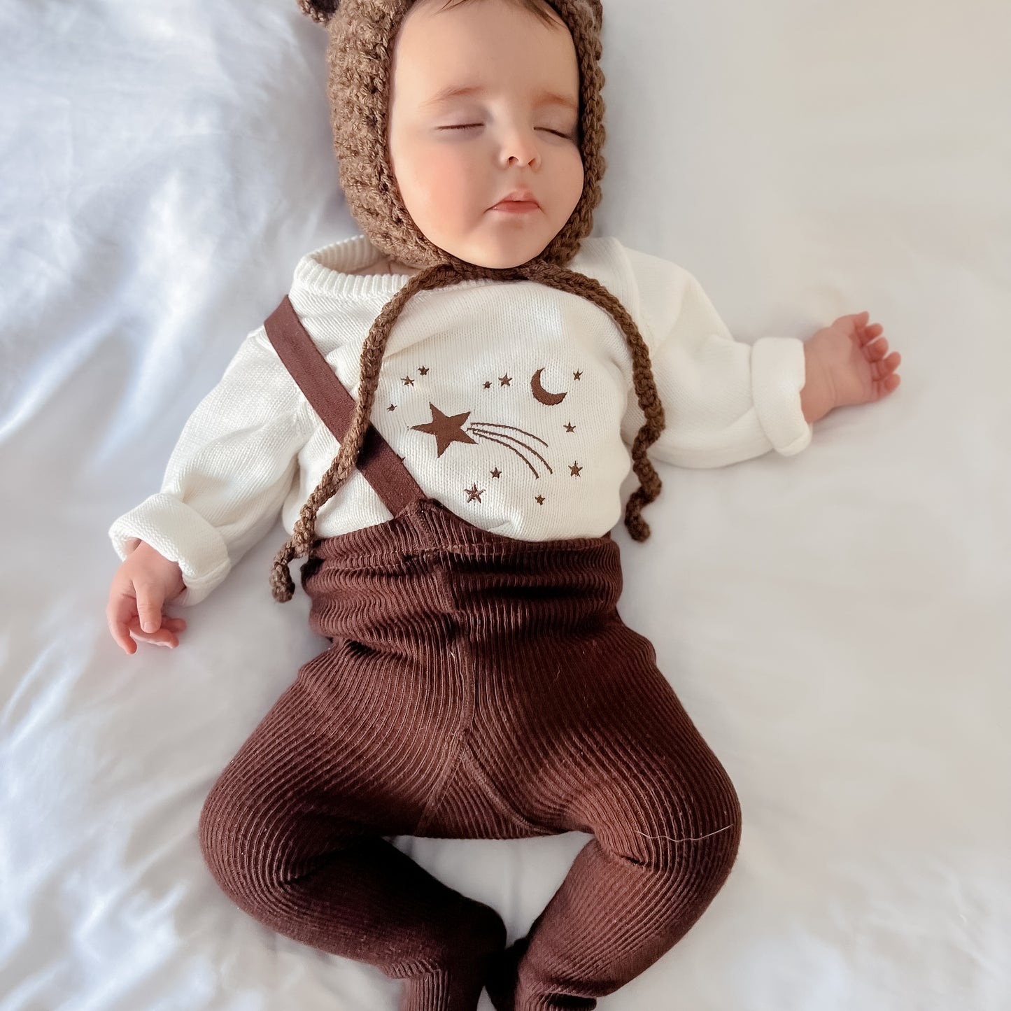 Suspender Tights - Footed - Chocolate Brown