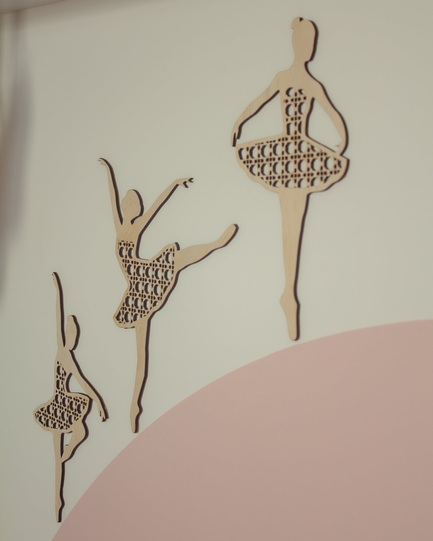 Wooden Rattan Look Ballerinas