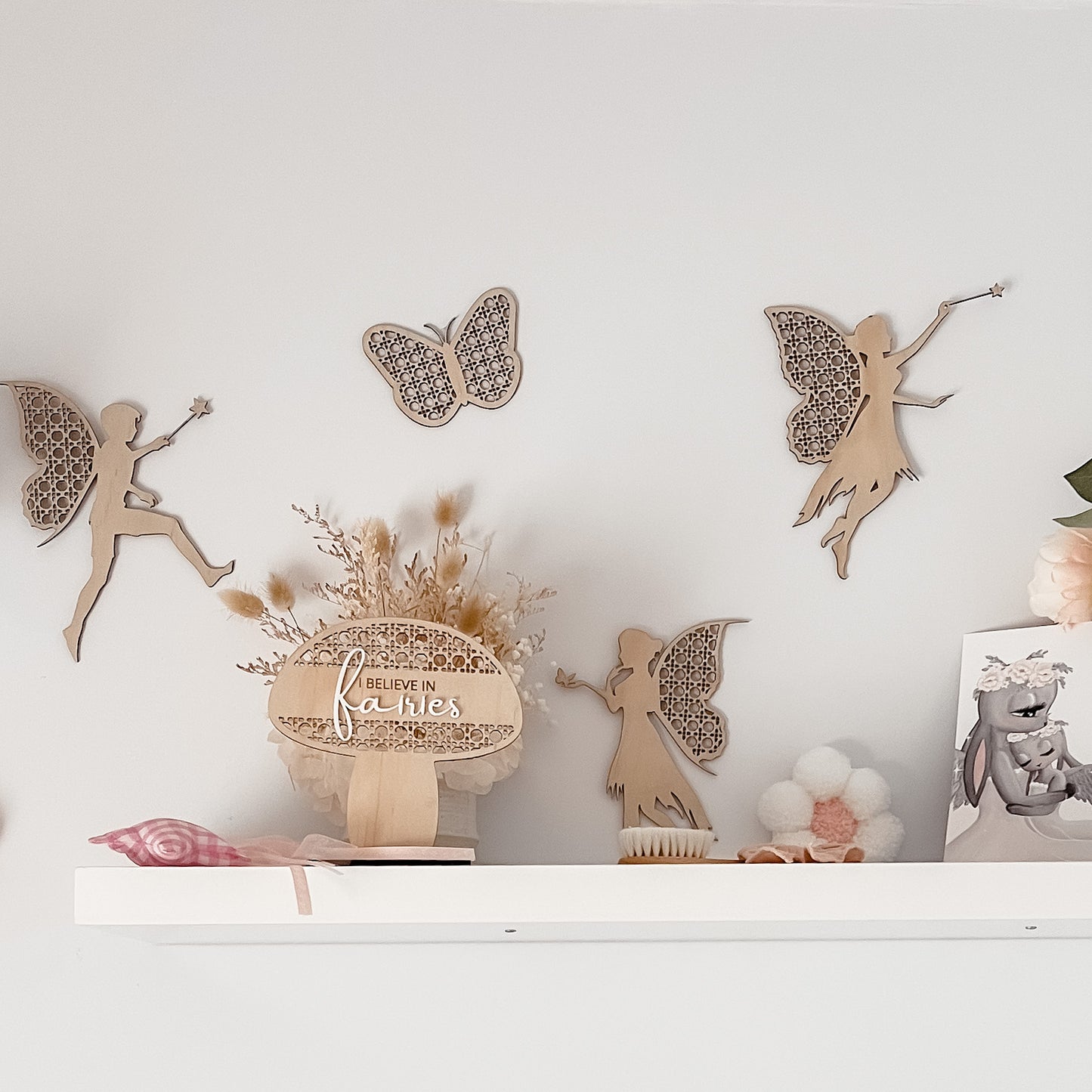 Wooden Rattan Look Wall Decors - Fairies