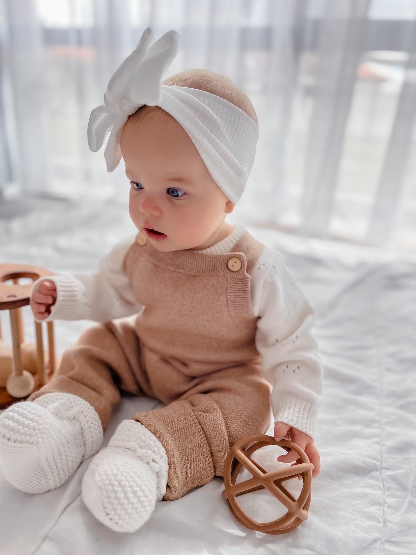 Toffee Marle Knit Overalls