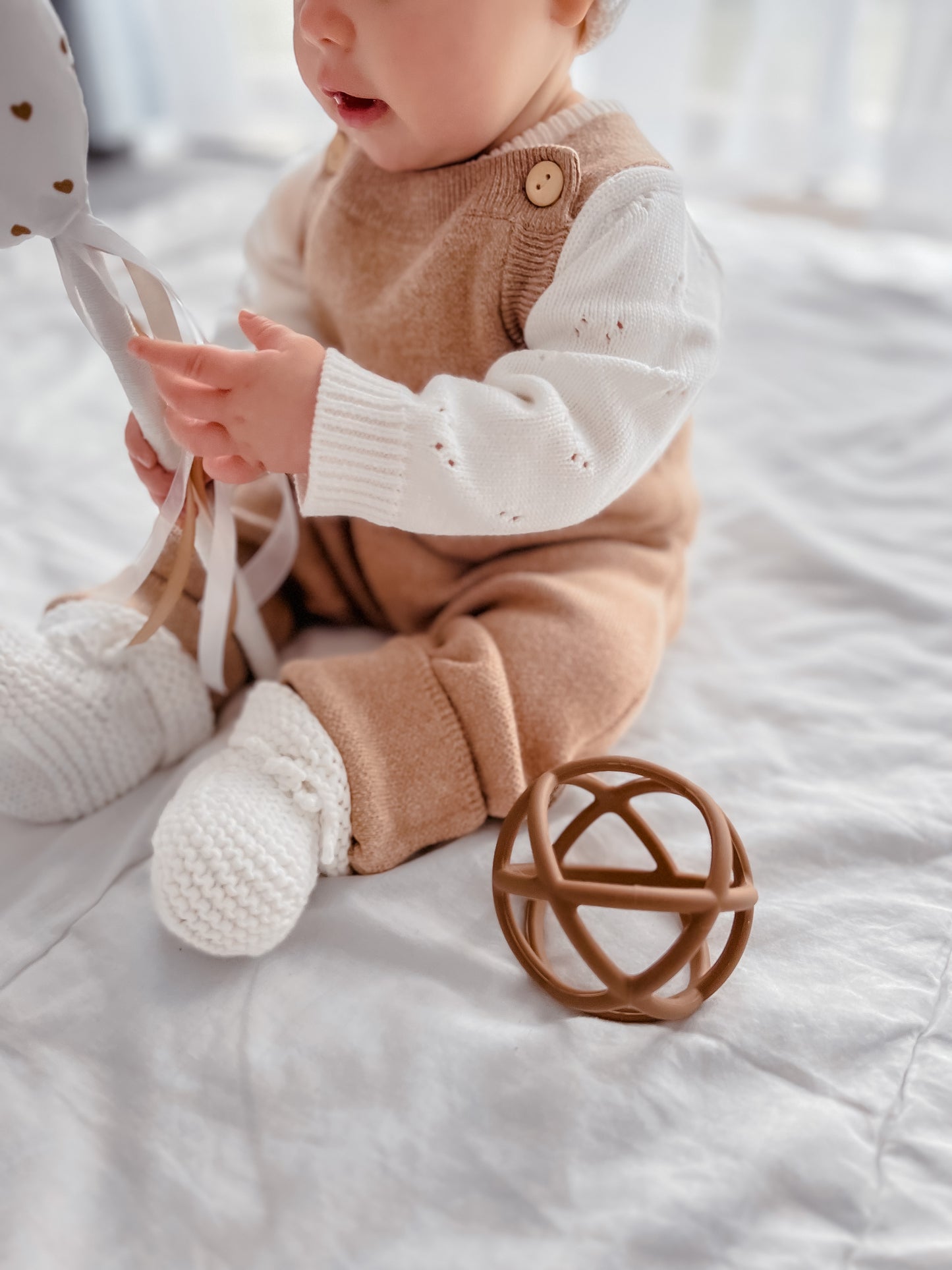 Toffee Marle Knit Overalls