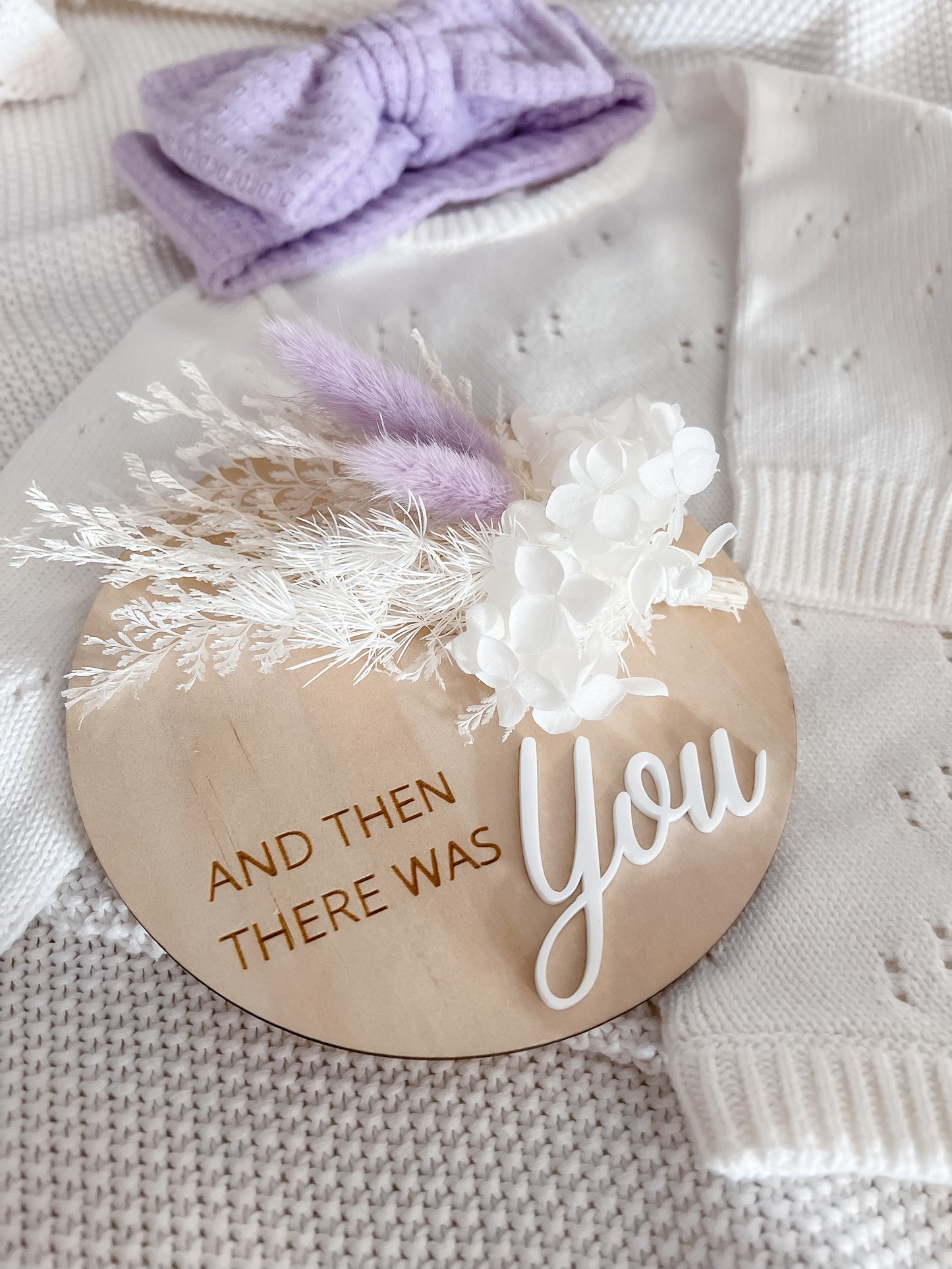 Pregnancy Announcement Plaque w/ dried flowers (Options)