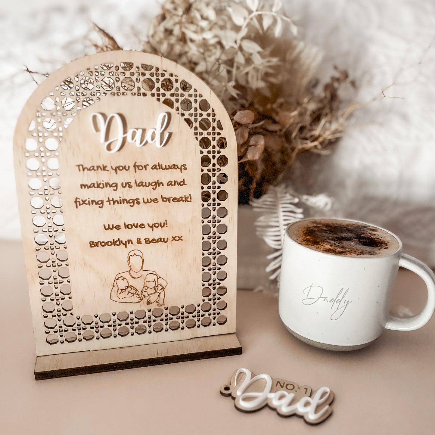 Wooden Rattan Arch Quote w/ stand *OPTIONS/PERSONALISE