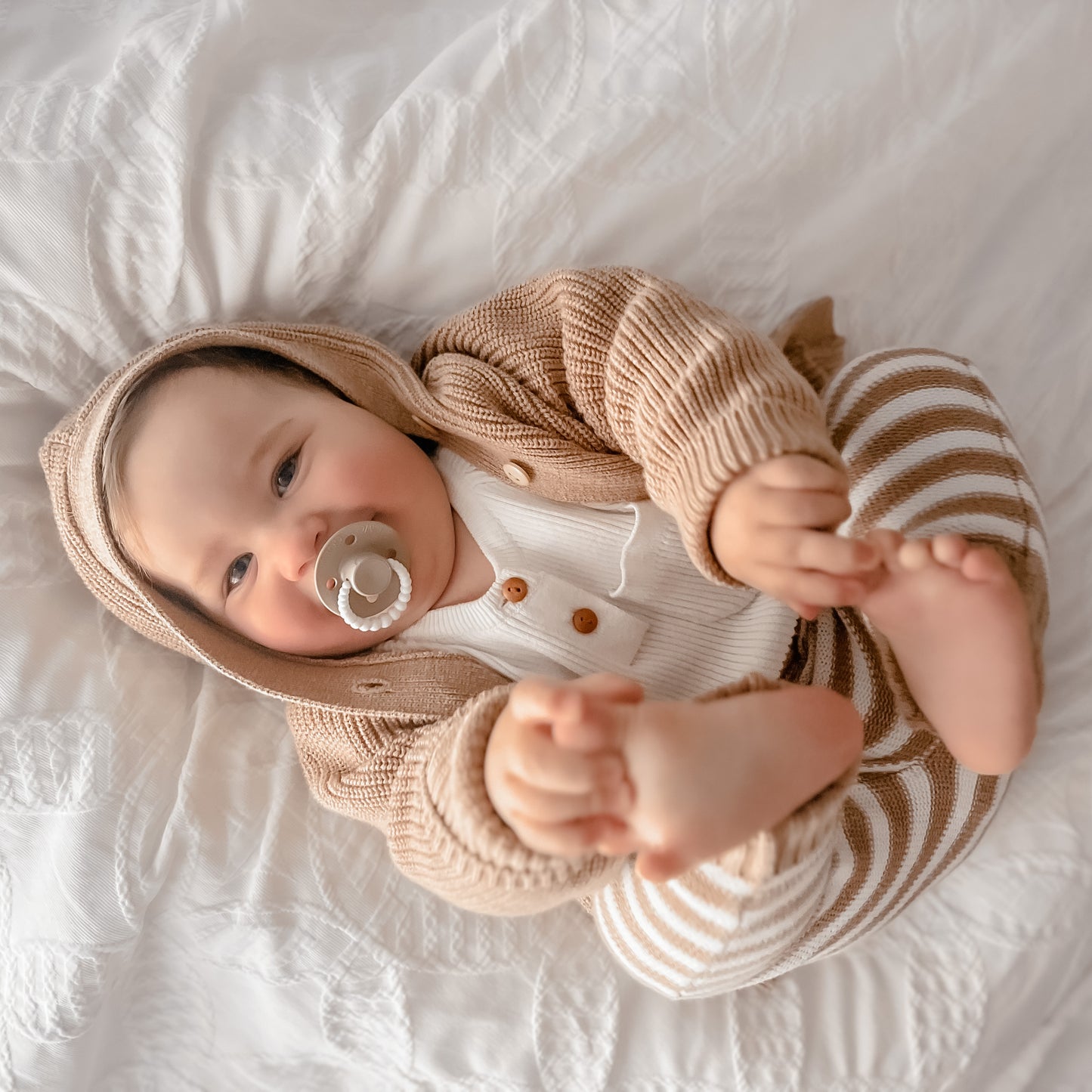 Toffee Marle Hooded Knit Cardigan