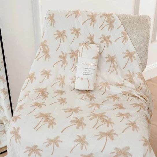 Cotton & Bamboo Swaddle - Tan Palm Tree