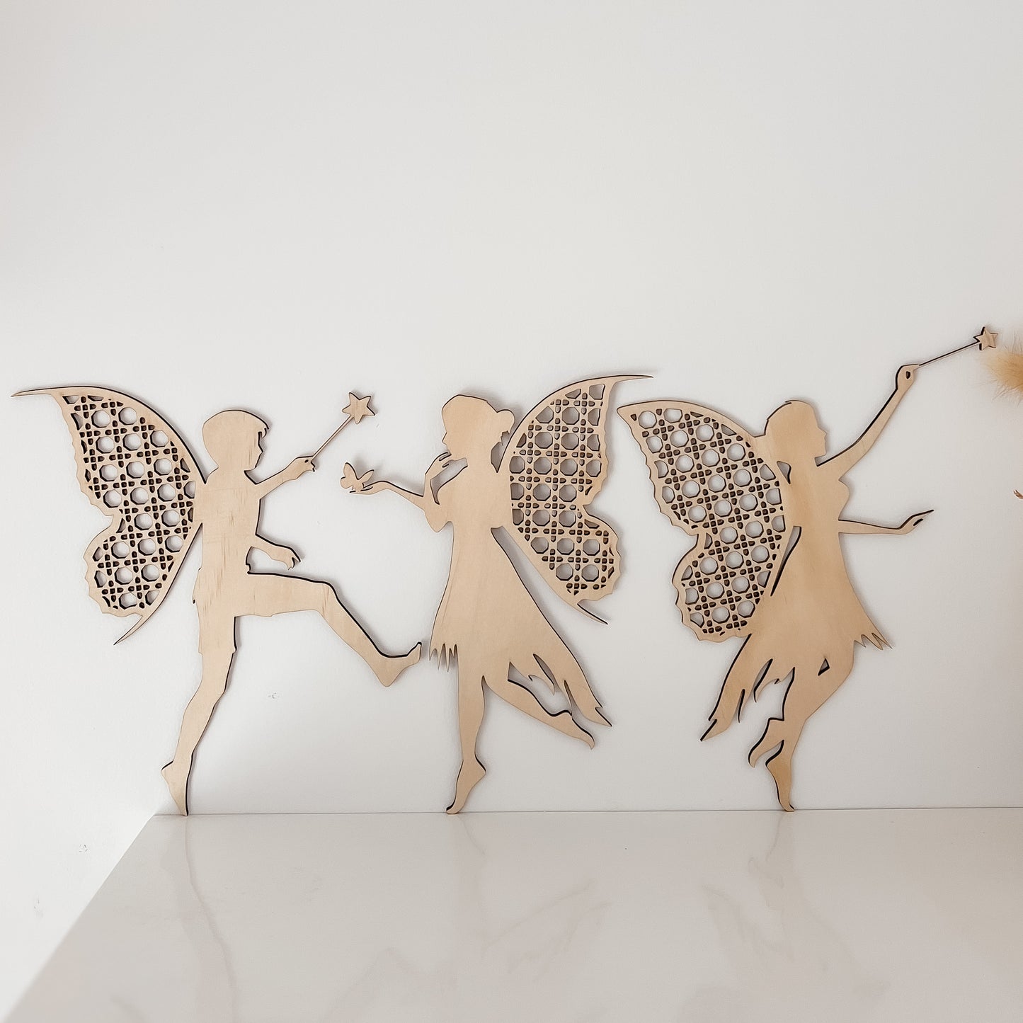 Wooden Rattan Look Wall Decors - Fairies