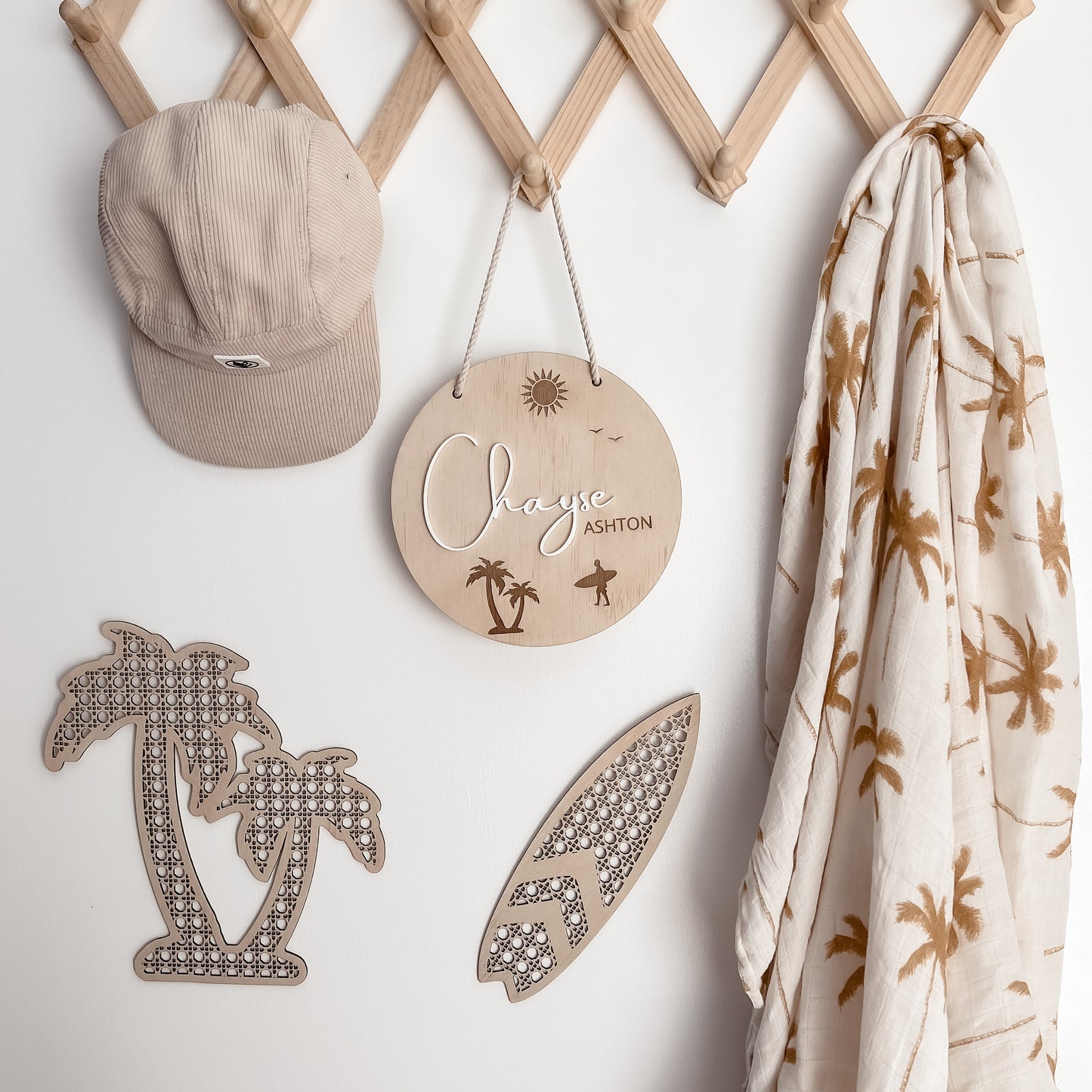 Wooden Rattan Look Surfboard