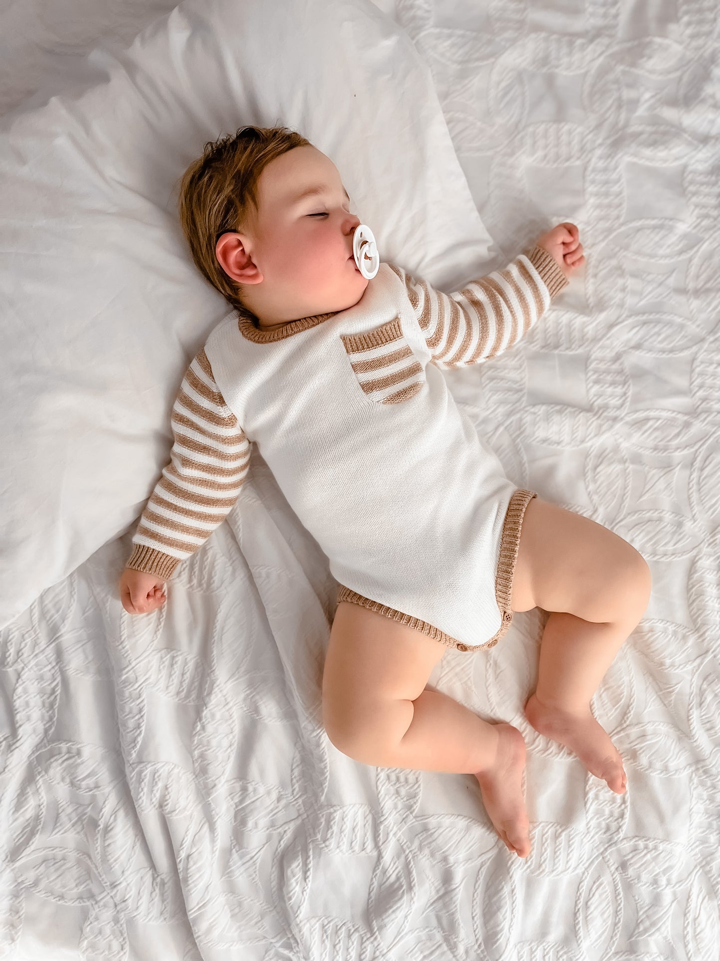 Toffee Stripe Knit Romper