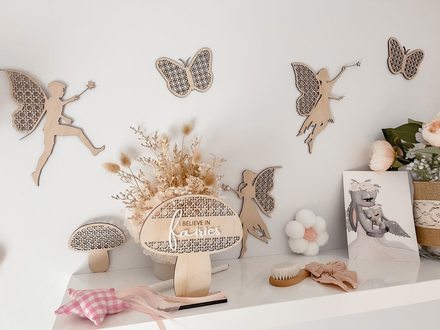 Wooden Rattan Look Wall Decors - Fairies