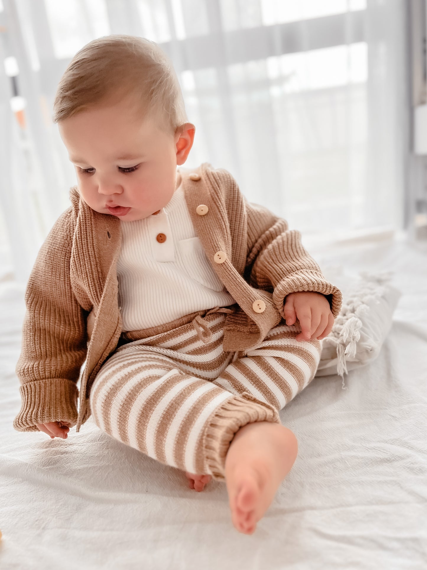 Toffee Marle Hooded Knit Cardigan