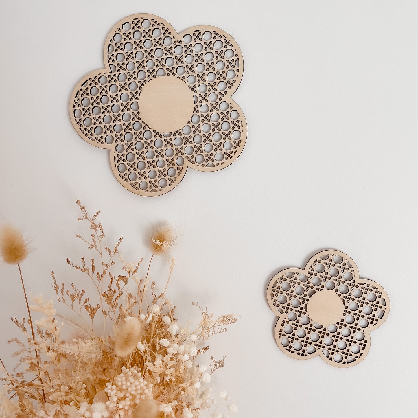 Wooden Rattan Look Wall Decors - Blossoms
