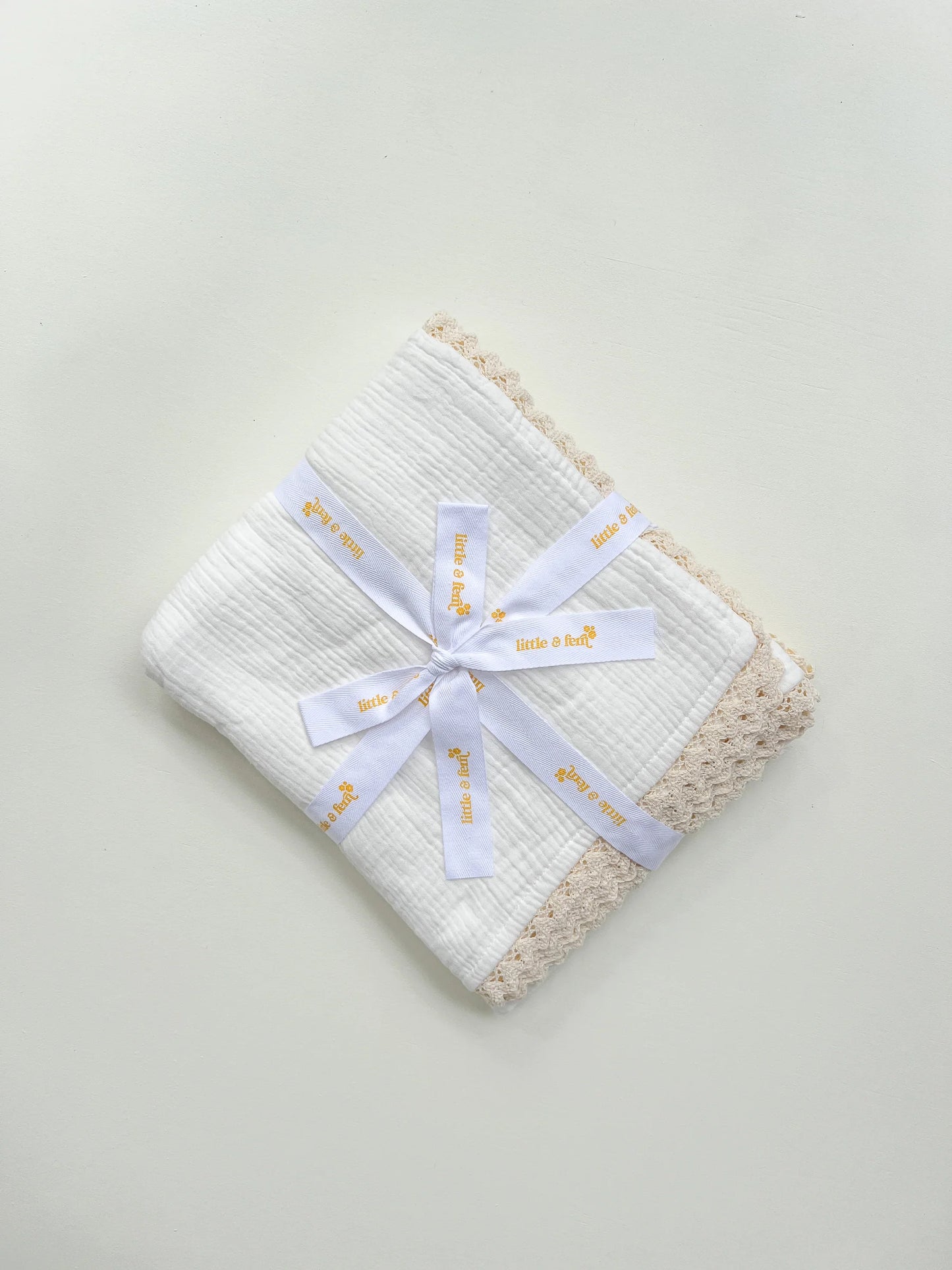 Muslin Crinkle Organic Lace Blanket - Milk
