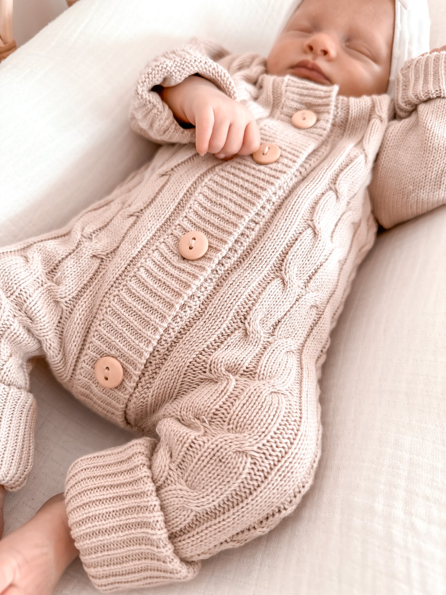 Cable Knit Romper - Oatmeal