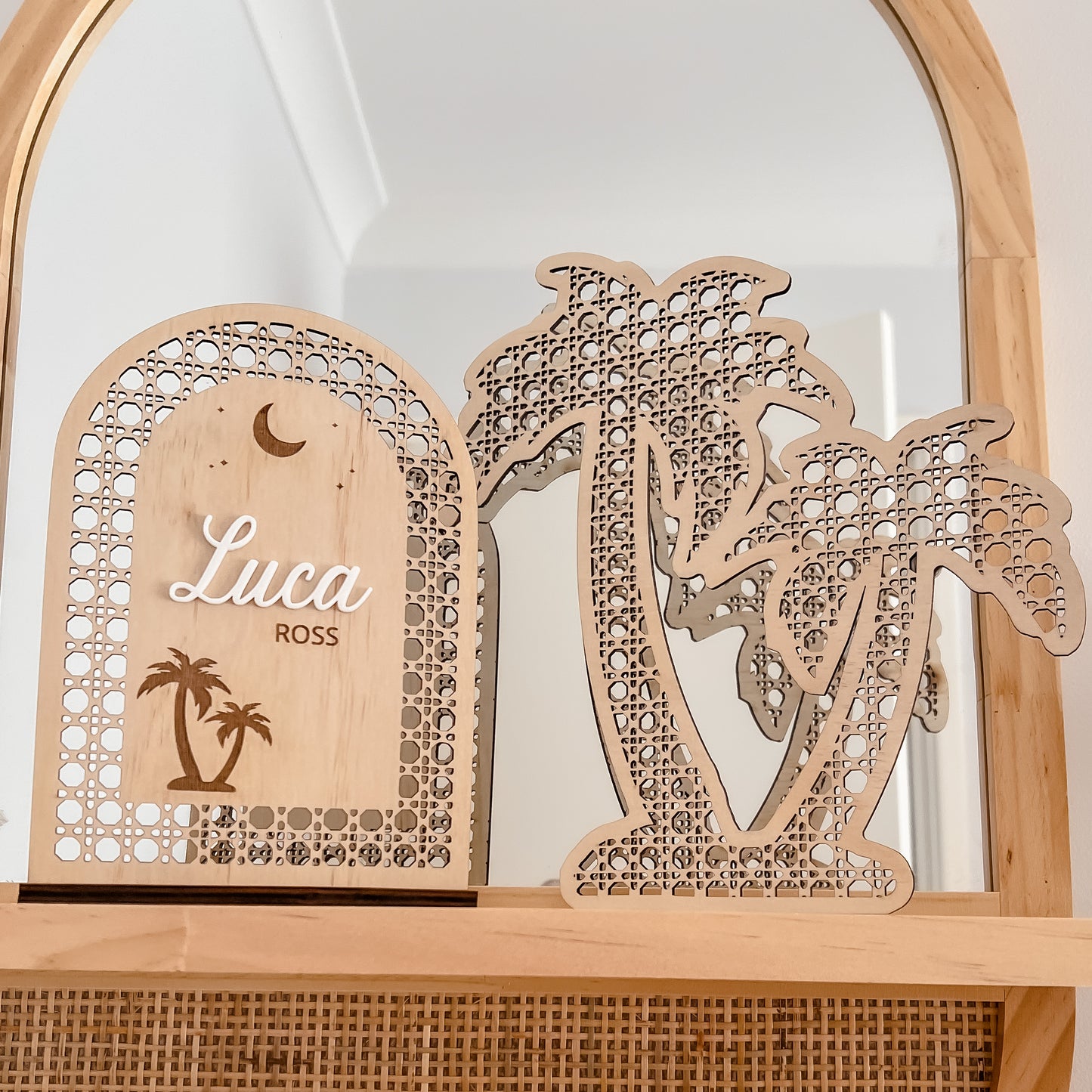 Wooden Rattan Look Palms