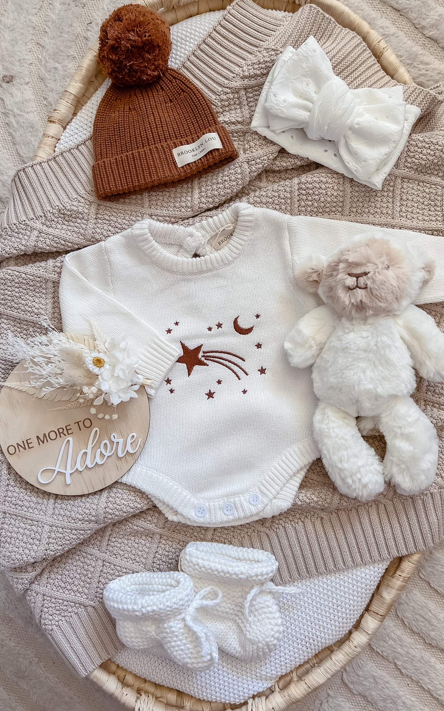 Pregnancy Announcement Plaque w/ dried flowers - One more to adore