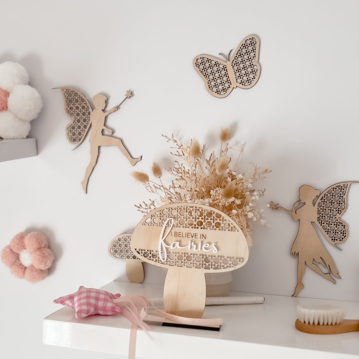 Wooden Rattan Look Wall Decors - Fairies