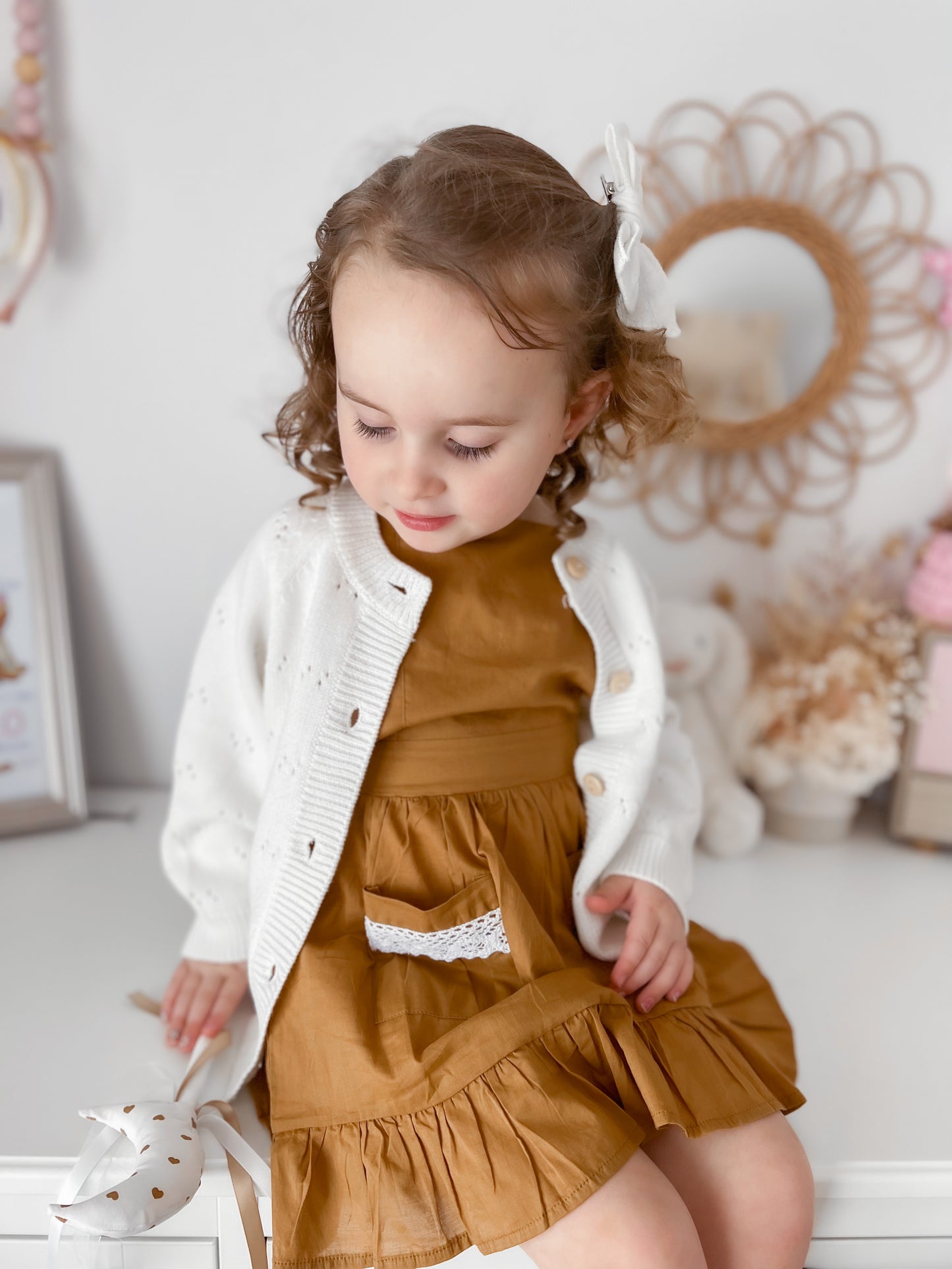 White Pointelle Knit Cardigan
