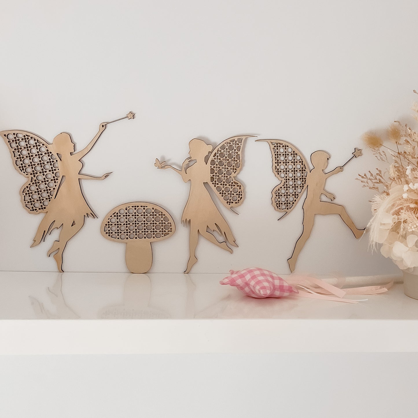 Wooden Rattan Look Wall Decors - Fairies