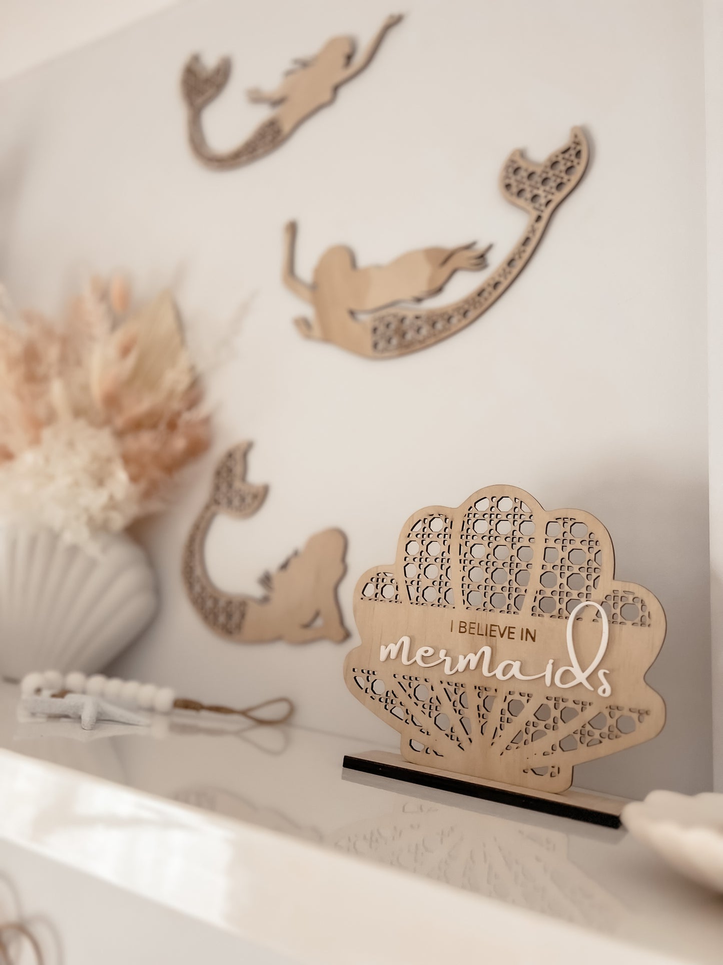 Wooden Rattan Look Wall Decors - Mermaids