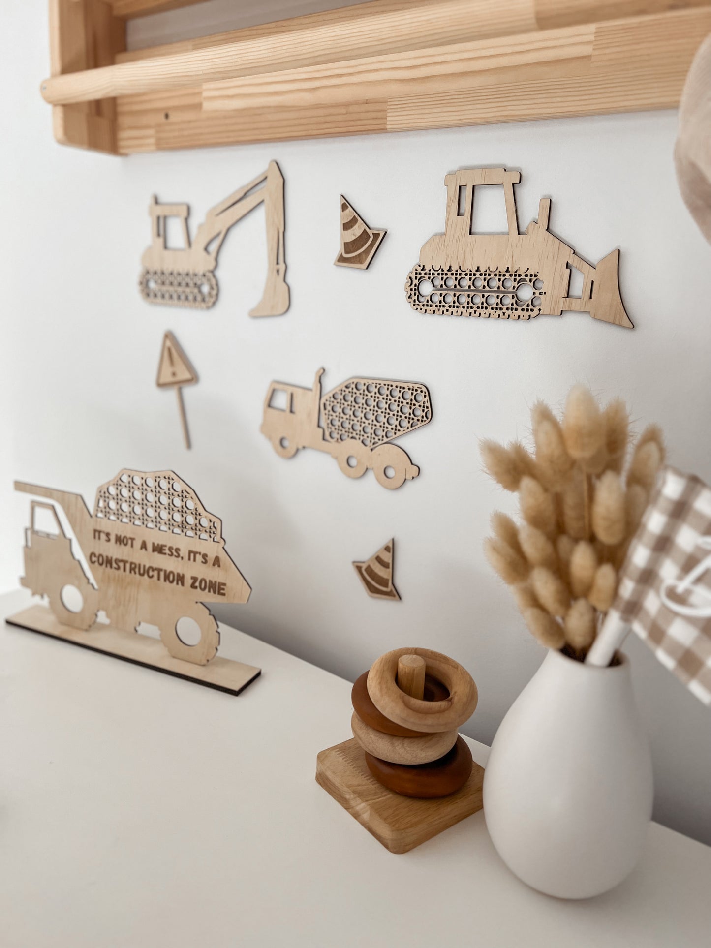 Wooden Rattan Look Construction Decors