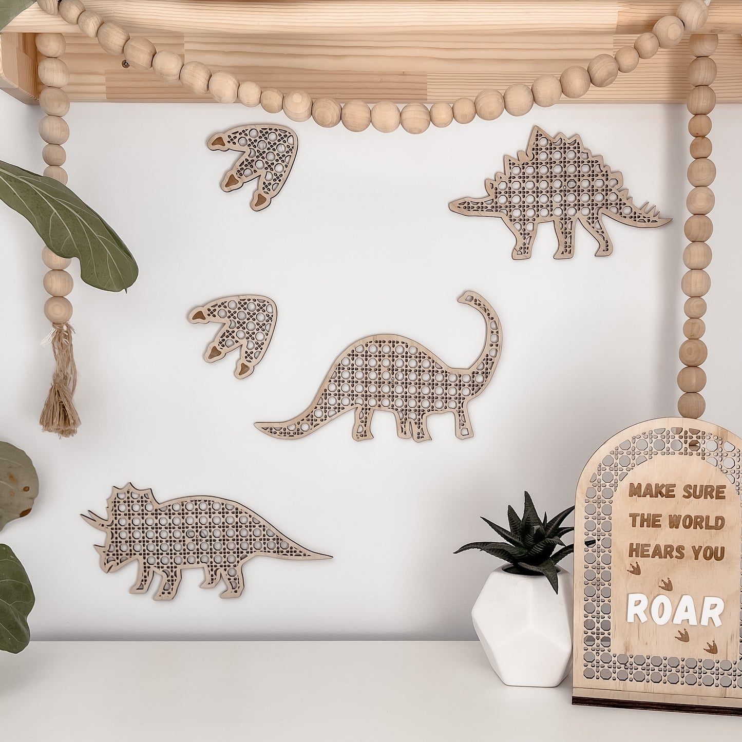 Wooden Rattan Look Bedroom Decors - Dinosaur