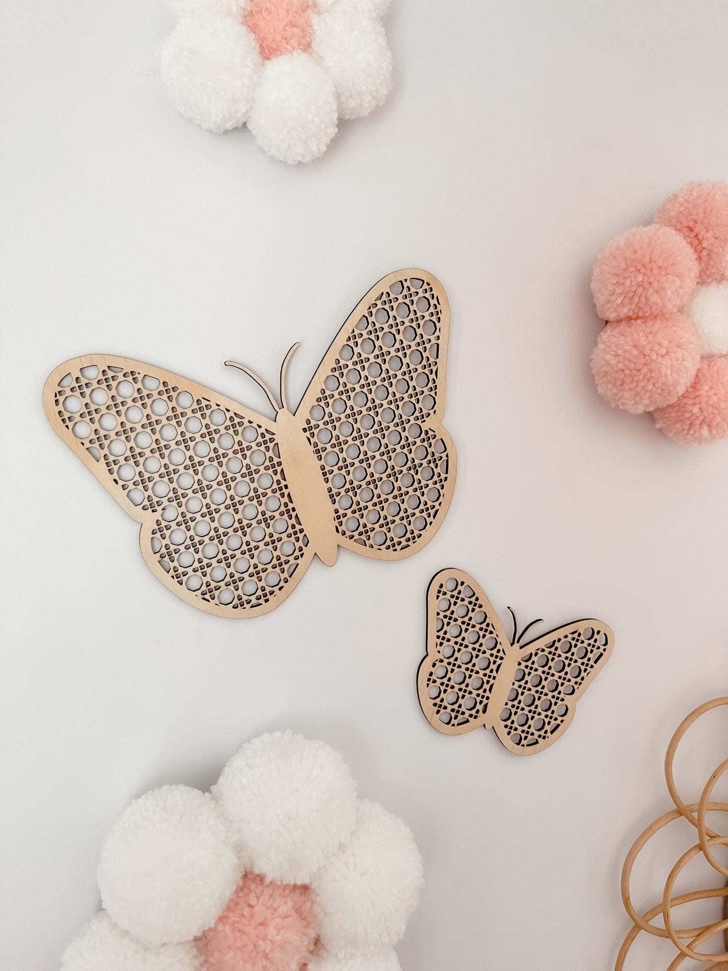 Wooden Rattan Look Wall Decors - Butterflies