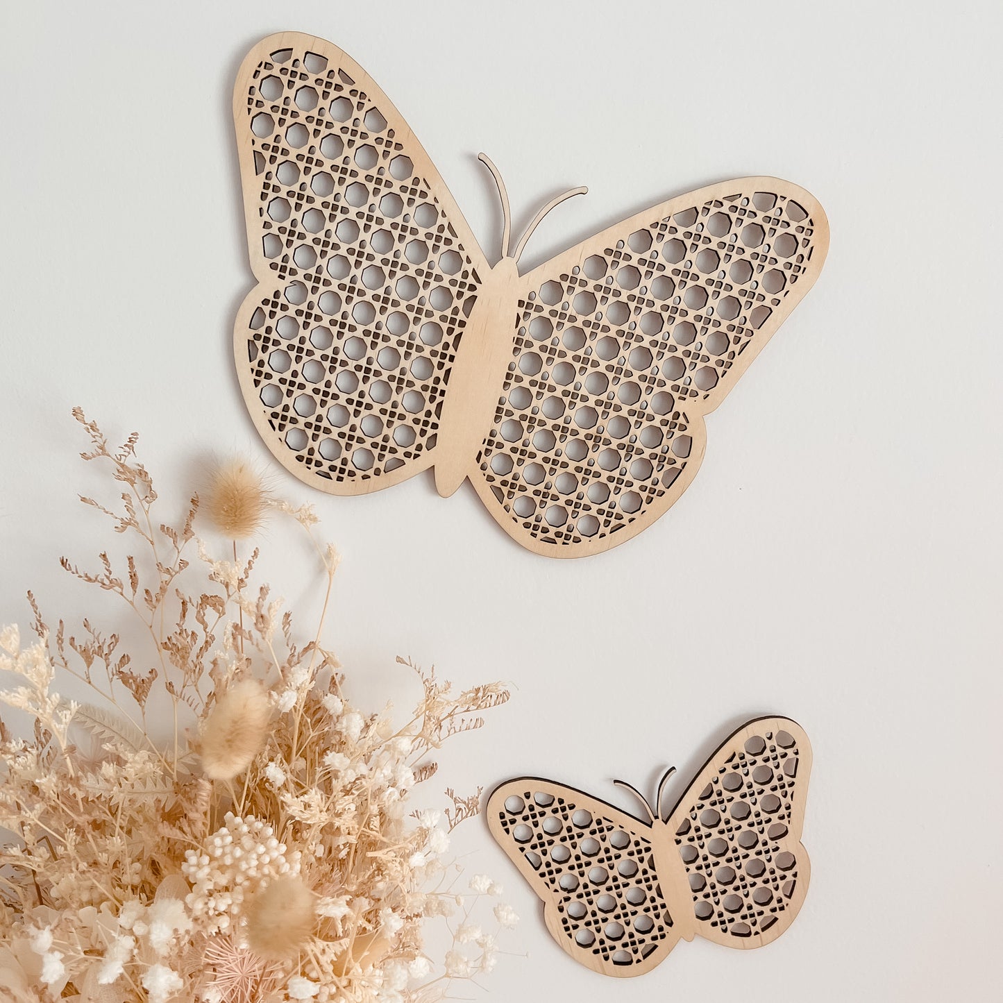 Wooden Rattan Look Wall Decors - Butterflies