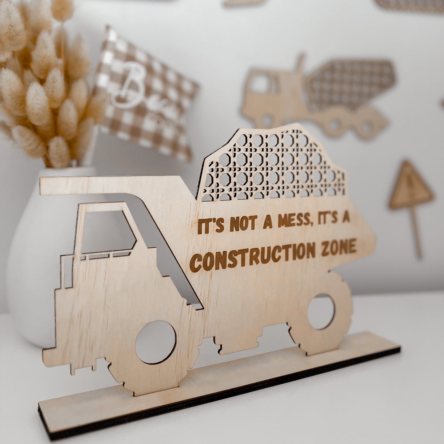 Wooden Rattan Look Construction Decors