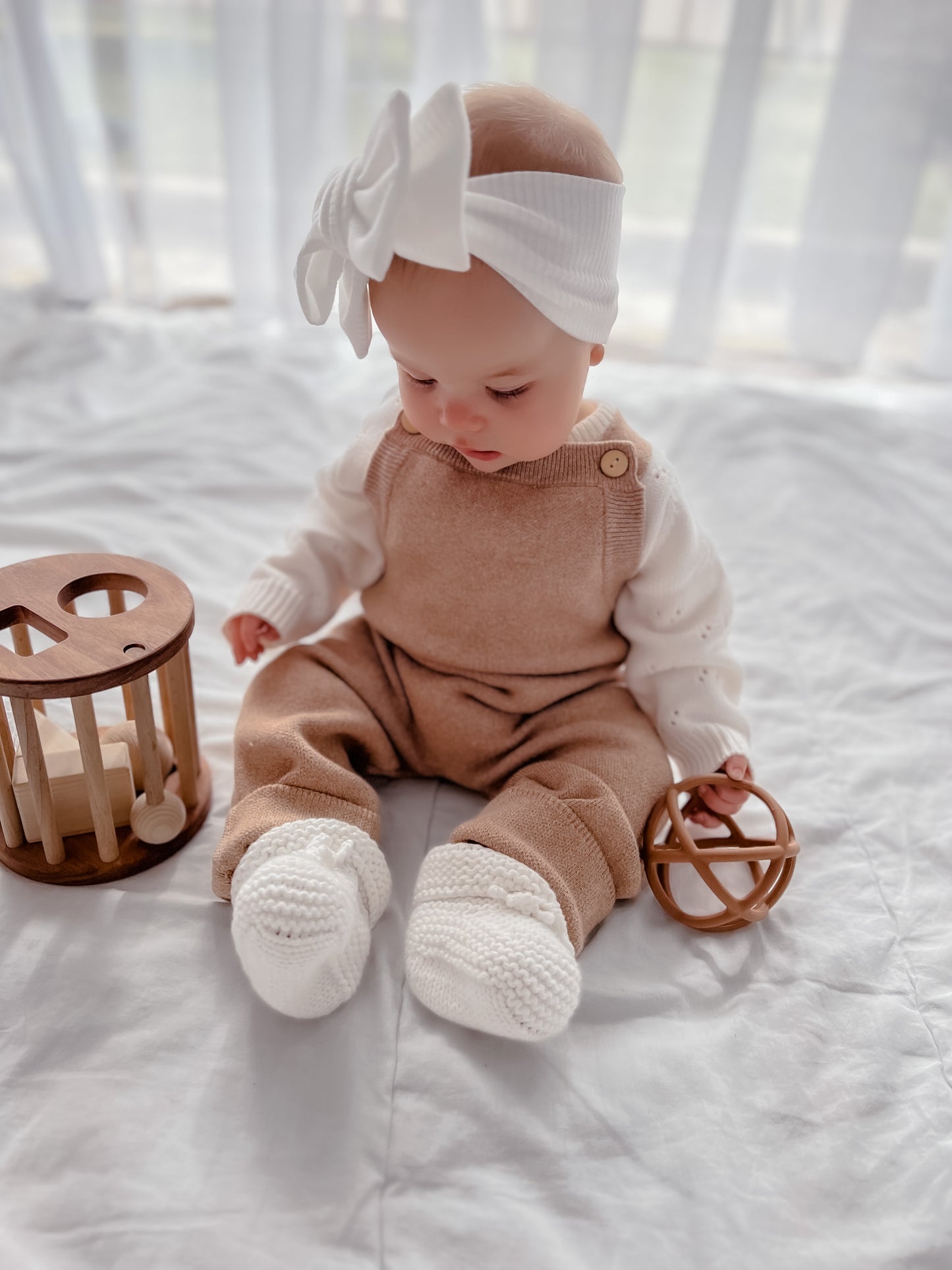 Toffee Marle Knit Overalls