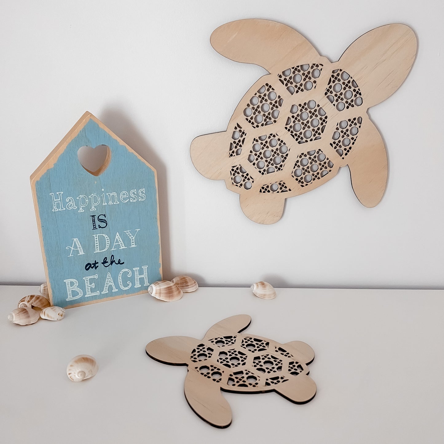 Wooden Rattan Look Wall Decor - Turtles