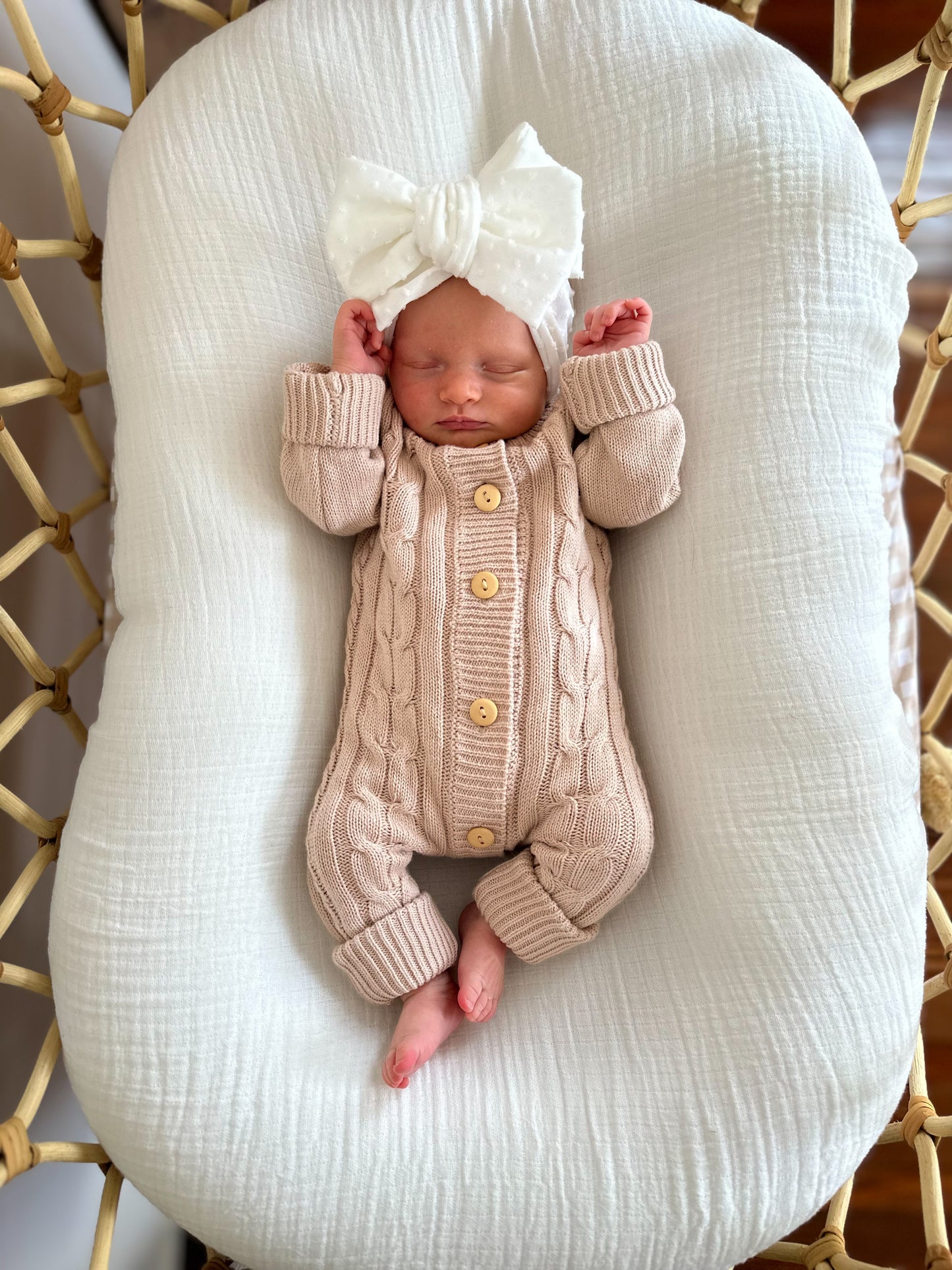 Cable Knit Romper - Oatmeal
