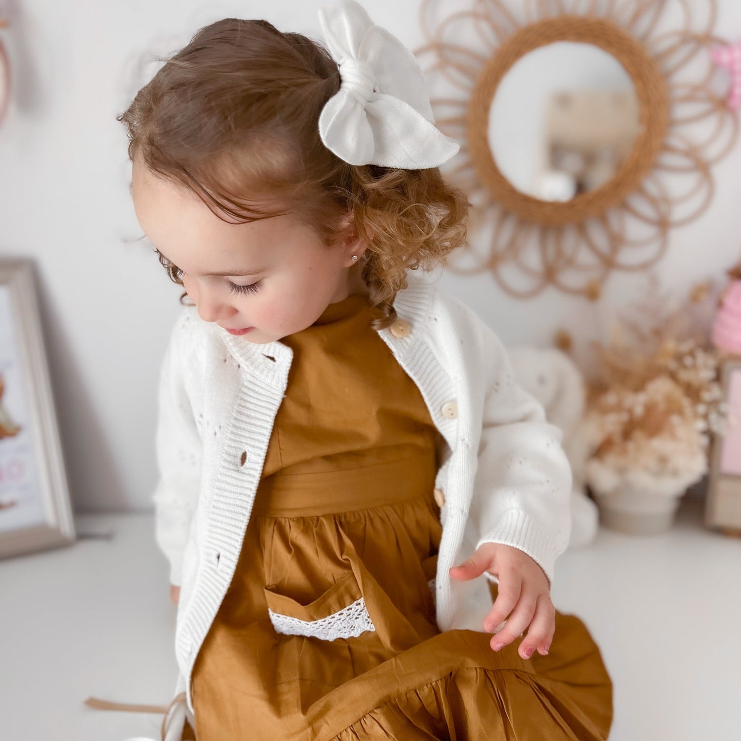 White Pointelle Knit Cardigan