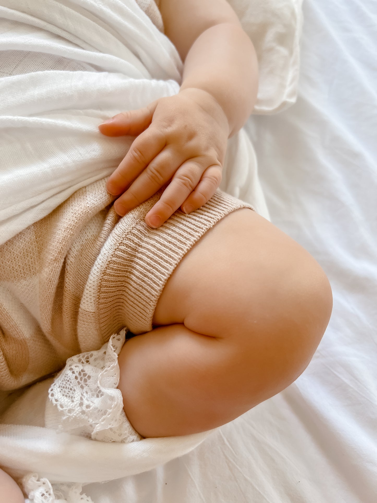 Knit Gingham Overalls - Oatmeal