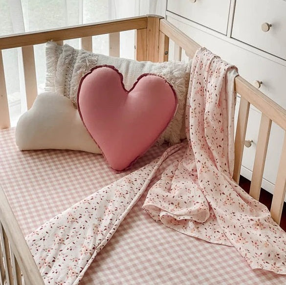 Florence/ Pink Gingham Cot Quilt