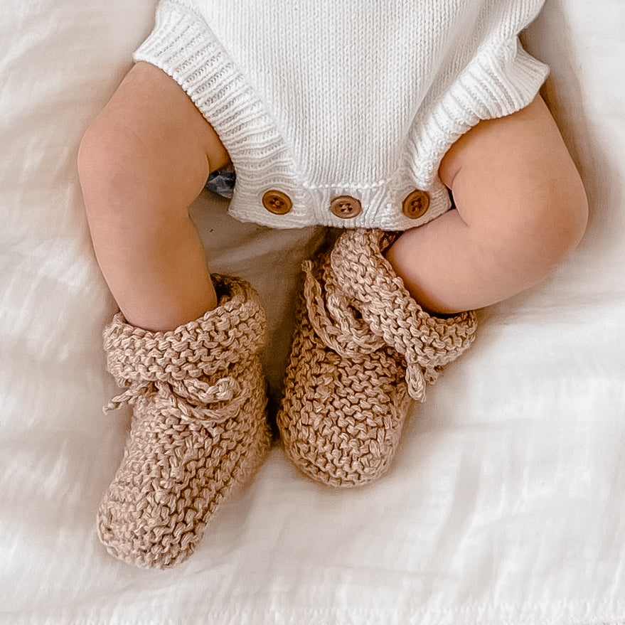 Handmade Knit Booties - Toffee Marle