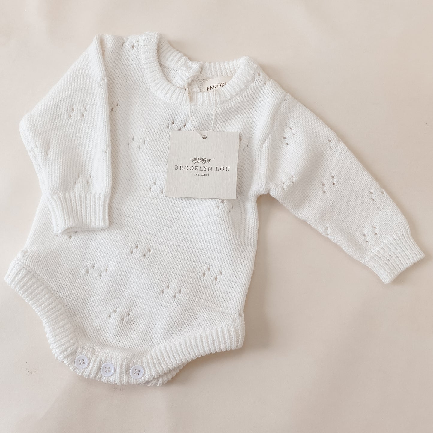 Knit Pointelle Romper - Marshallow