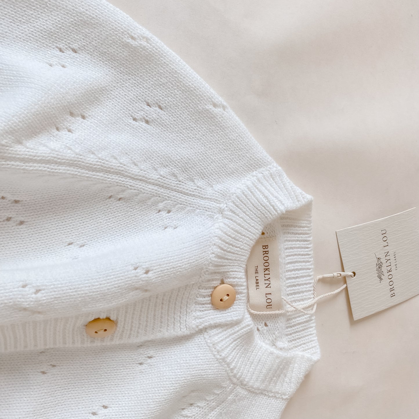White Pointelle Knit Cardigan