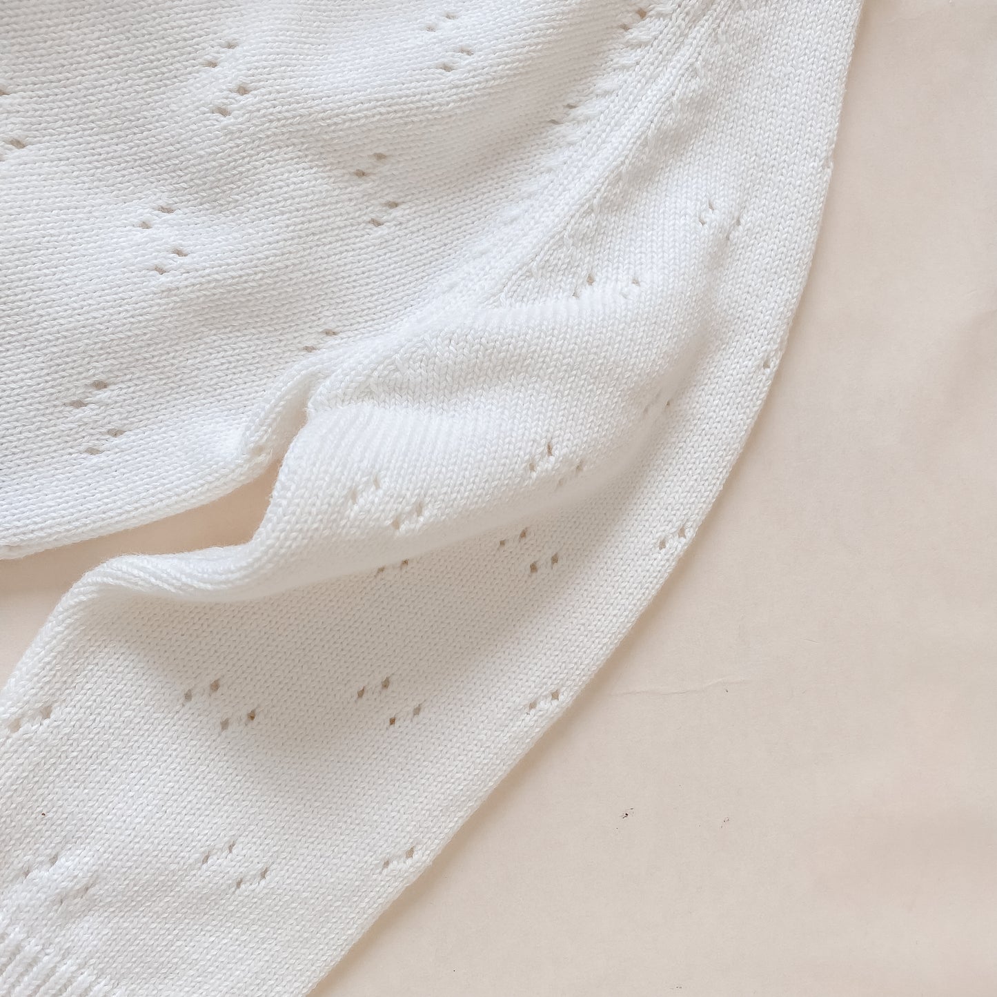 White Pointelle Knit Cardigan